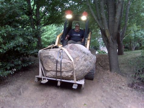 Moving rocks on a skid 